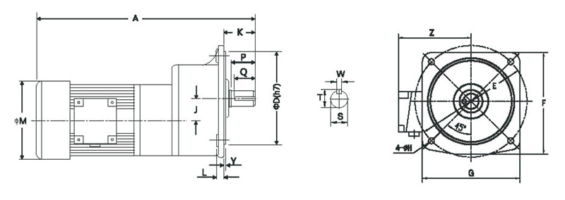 GV立式三相高速比标准型(刹车)减速马达齿轮减速电机图纸