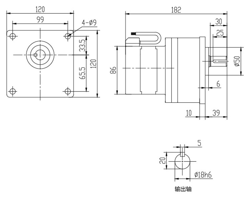 SV18-100W微型永磁减速电机图纸