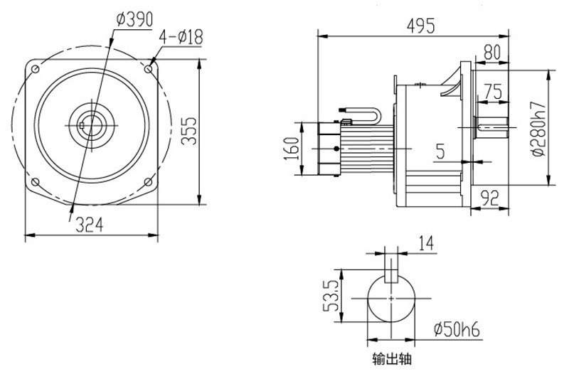 SV50-2200W微型永磁减速电机图纸
